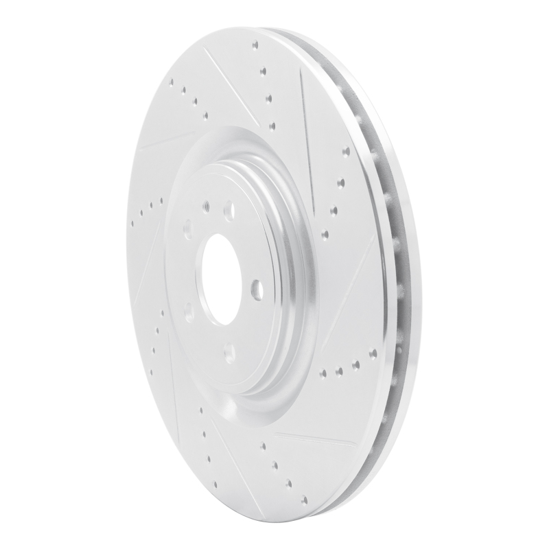 Ford Mustang Brake Rotor (1) - Front Right - R1 Concepts - Drilled & Slotted - Silver - `13-`14